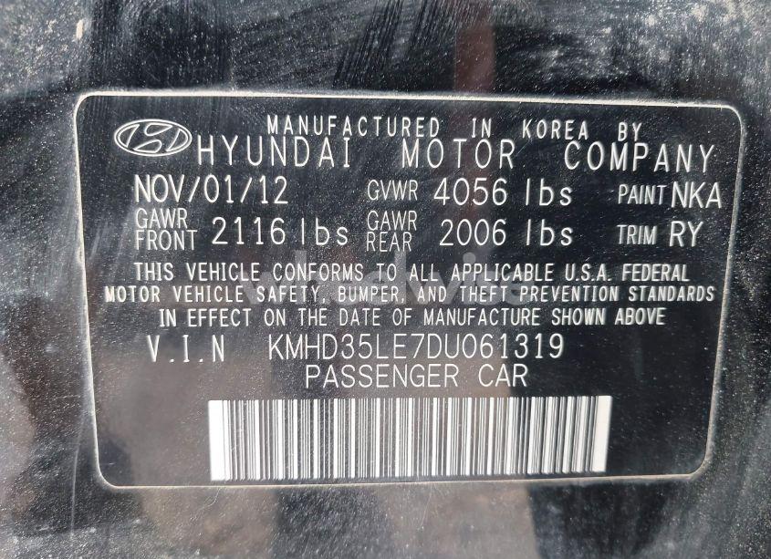 Photo 9 of 2013 Hyundai Elantra GT BASE W/BLUE (VIN KMHD35LE7DU061319)