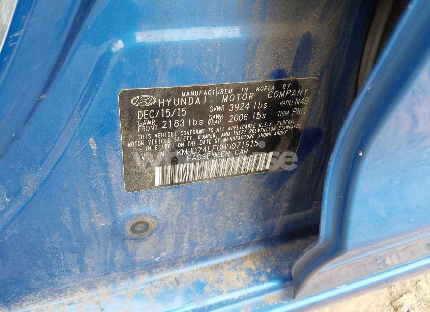 Photo 9 of 2017 Hyundai Elantra SE (VIN KMHD74LF0HU071915)