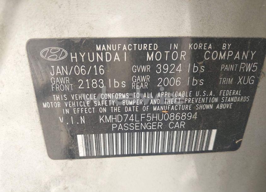 Photo 9 of 2017 Hyundai Elantra SE (VIN KMHD74LF5HU086894)