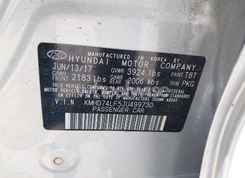 Photo 9 of 2018 Hyundai Elantra SE (VIN KMHD74LF5JU499730)