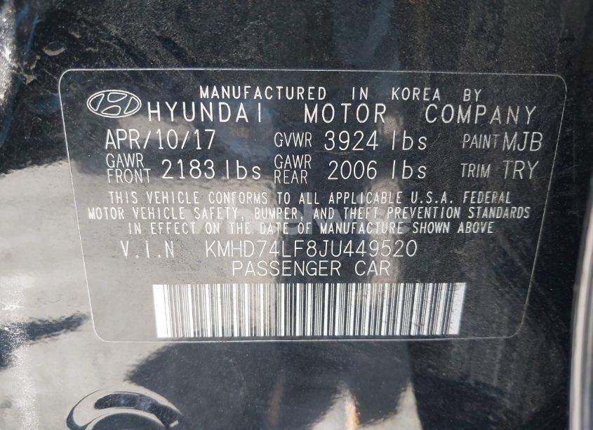 Photo 9 of 2018 Hyundai Elantra SE (VIN KMHD74LF8JU449520)