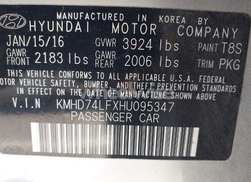 Photo 9 of 2017 Hyundai Elantra SE (VIN KMHD74LFXHU095347)