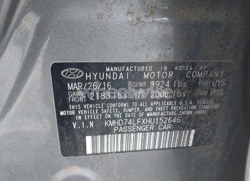 Photo 9 of 2017 Hyundai Elantra SE (VIN KMHD74LFXHU152646)