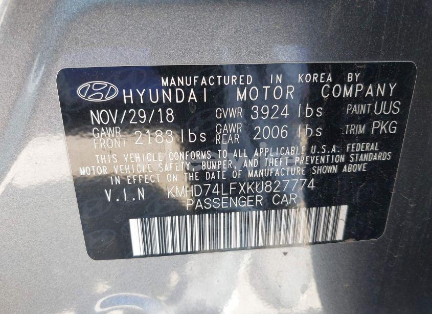 Photo 9 of 2019 Hyundai Elantra SE (VIN KMHD74LFXKU827774)