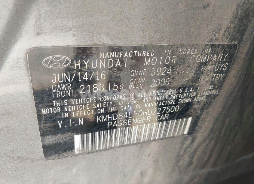 Photo 9 of 2017 Hyundai Elantra LIMITED (VIN KMHD84LF0HU227500)