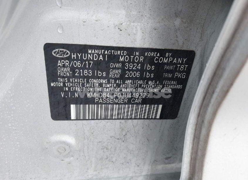 Photo 9 of 2018 Hyundai Elantra VALUE EDITION (VIN KMHD84LF0JU449279)