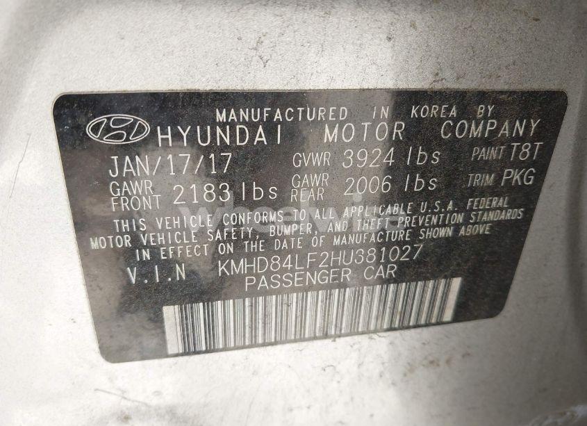 Photo 9 of 2017 Hyundai Elantra SE (VIN KMHD84LF2HU381027)