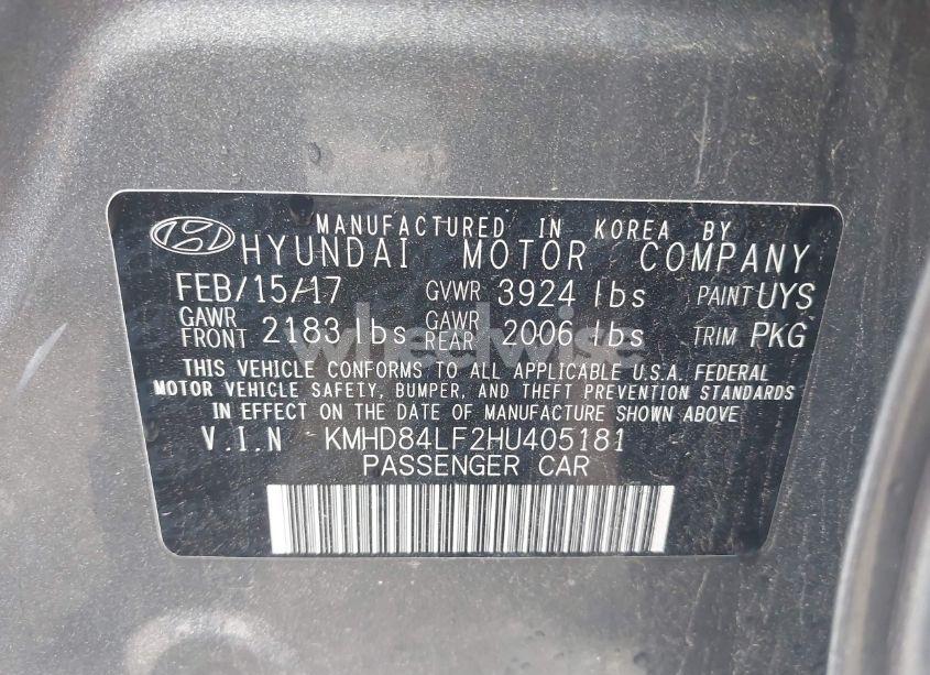 Photo 9 of 2017 Hyundai Elantra SE (VIN KMHD84LF2HU405181)