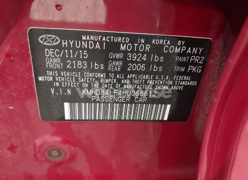 Photo 9 of 2017 Hyundai Elantra SE (VIN KMHD84LF4HU068612)