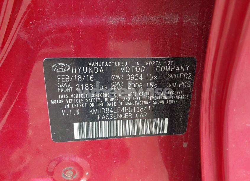 Photo 9 of 2017 Hyundai Elantra LIMITED (VIN KMHD84LF4HU118411)