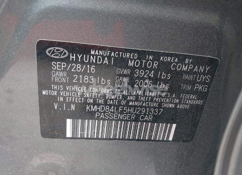 Photo 9 of 2017 Hyundai Elantra LIMITED (VIN KMHD84LF5HU291337)