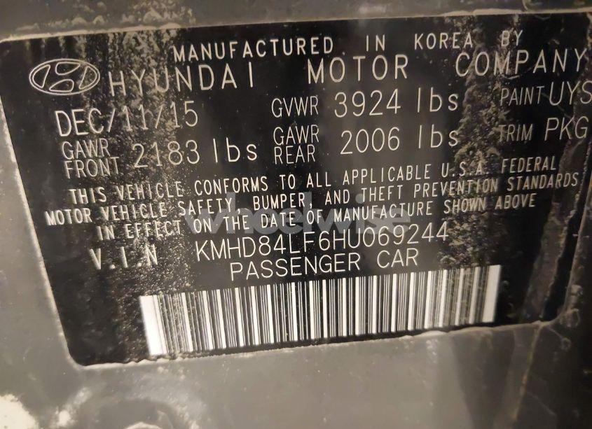 Photo 9 of 2017 Hyundai Elantra LIMITED (VIN KMHD84LF6HU069244)