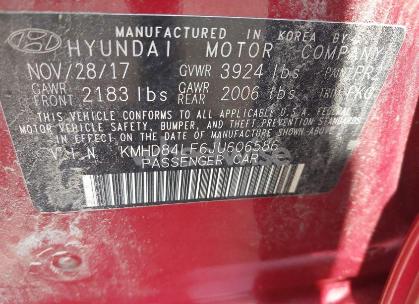 Photo 9 of 2018 Hyundai Elantra VALUE EDITION (VIN KMHD84LF6JU606586)