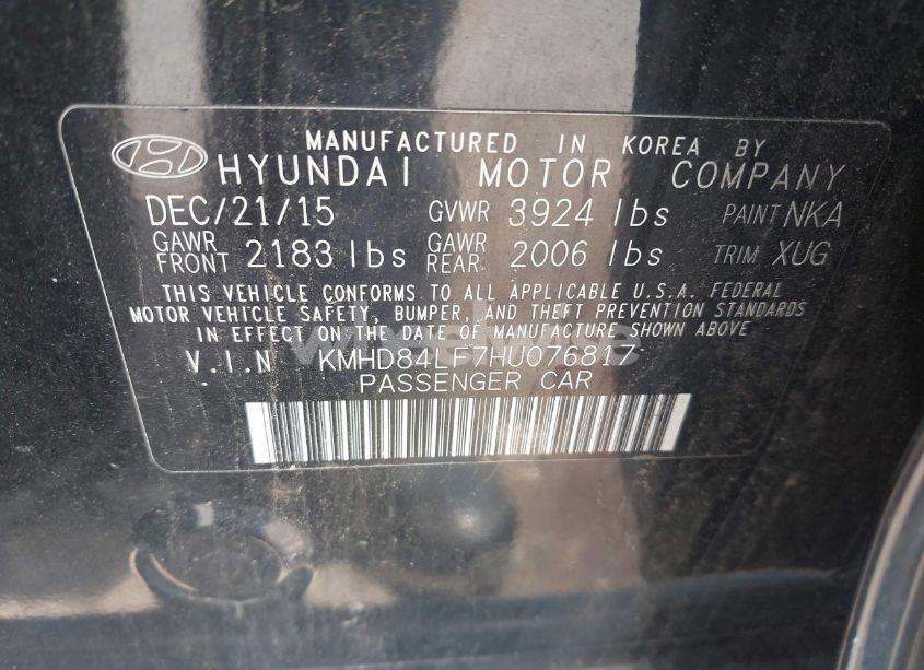 Photo 9 of 2017 Hyundai Elantra SE (VIN KMHD84LF7HU076817)