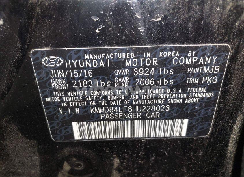 Photo 9 of 2017 Hyundai Elantra SE (VIN KMHD84LF8HU228023)