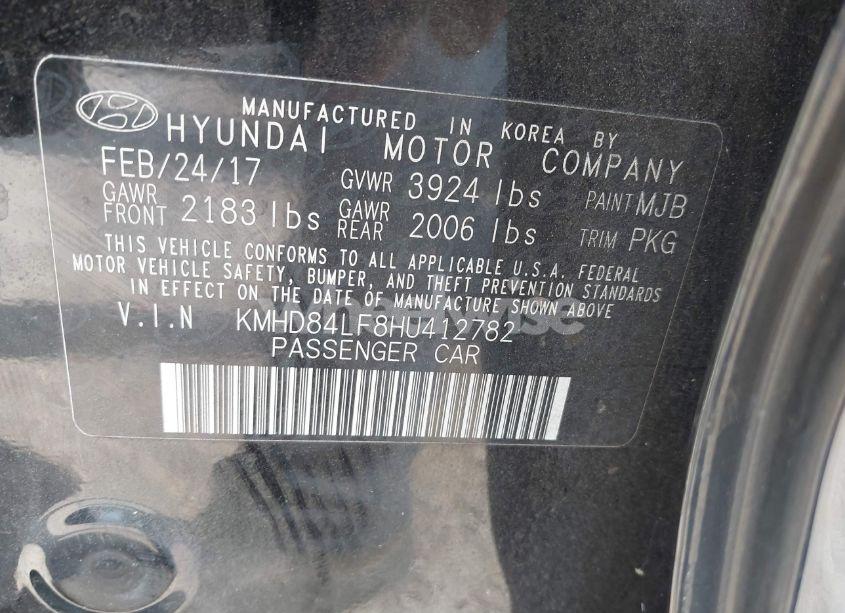 Photo 9 of 2017 Hyundai Elantra SE (VIN KMHD84LF8HU412782)