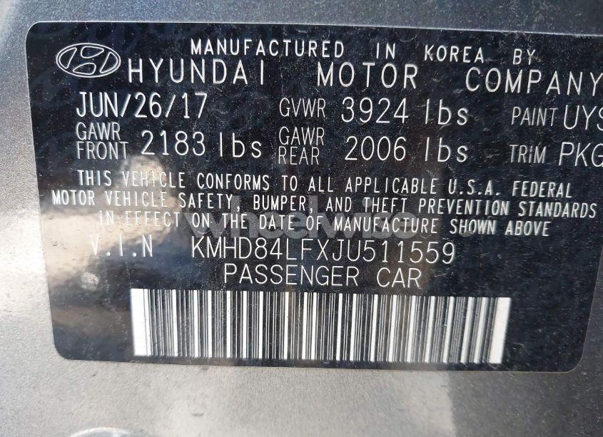 Photo 9 of 2018 Hyundai Elantra VALUE EDITION (VIN KMHD84LFXJU511559)