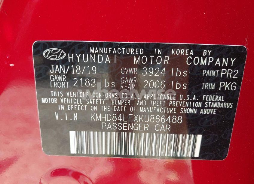 Photo 9 of 2019 Hyundai Elantra VALUE EDITION (VIN KMHD84LFXKU866488)