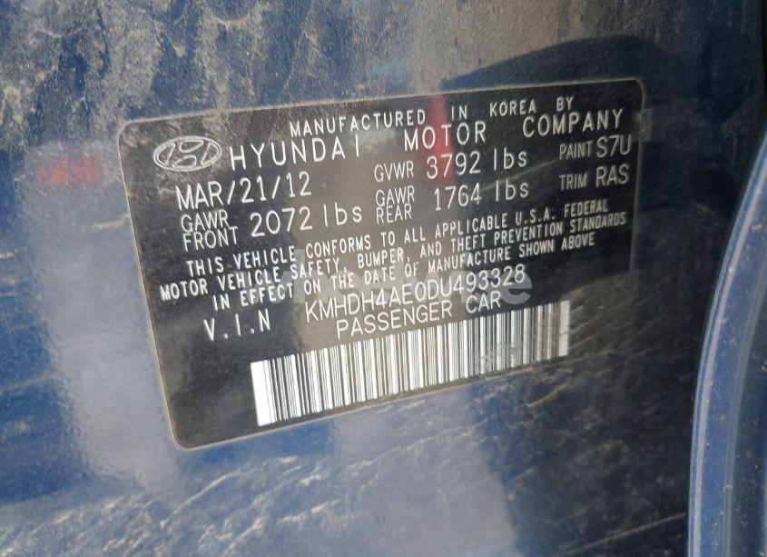 Photo 9 of 2013 Hyundai Elantra GLS (VIN KMHDH4AE0DU493328)