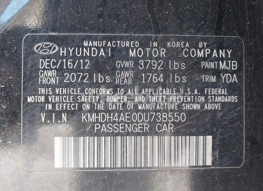 Photo 9 of 2013 Hyundai Elantra GLS (VIN KMHDH4AE0DU738550)