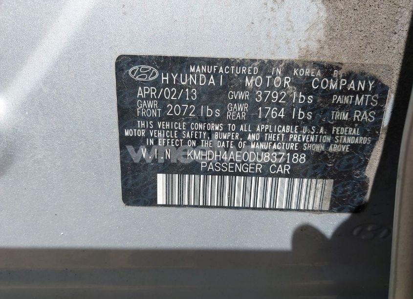 Photo 9 of 2013 Hyundai Elantra GLS (VIN KMHDH4AE0DU837188)