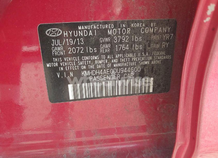 Photo 9 of 2013 Hyundai Elantra LIMITED (VIN KMHDH4AE0DU944600)