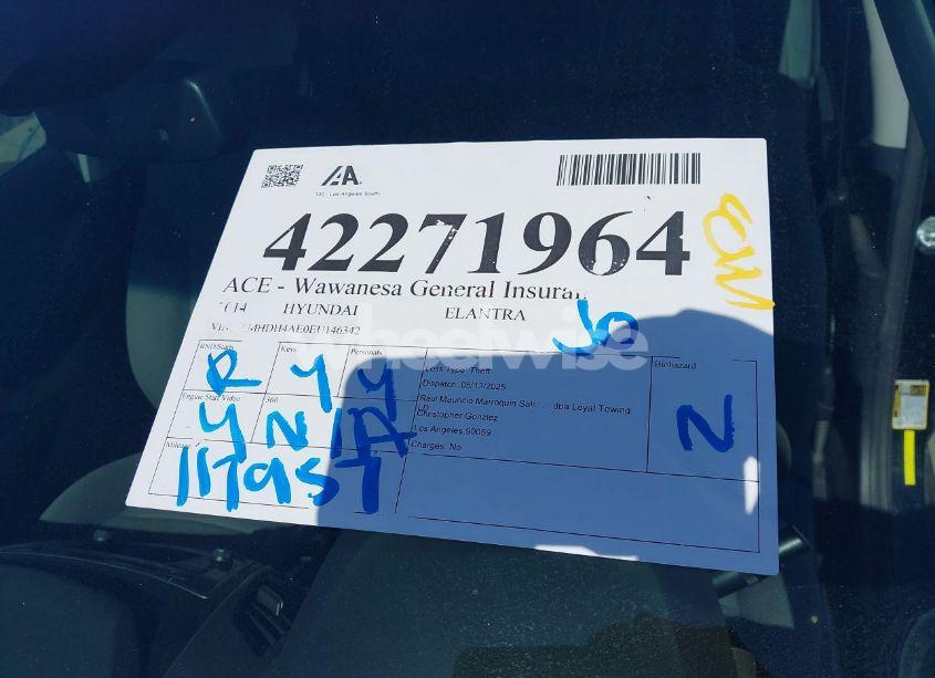 Photo 12 of 2014 Hyundai Elantra SE (VIN KMHDH4AE0EU146342)