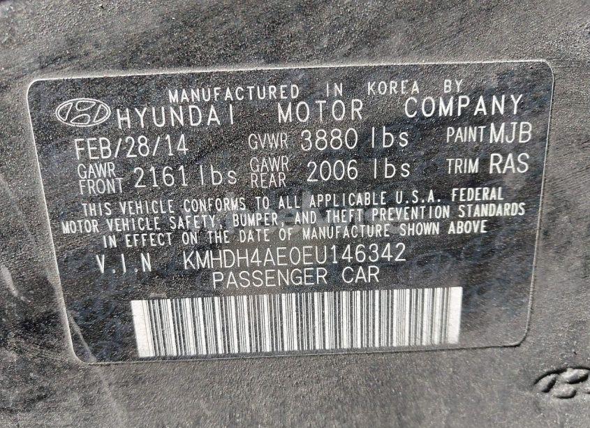 Photo 9 of 2014 Hyundai Elantra SE (VIN KMHDH4AE0EU146342)