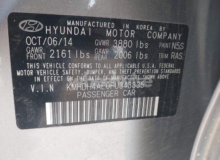 Photo 9 of 2015 Hyundai Elantra LIMITED (VIN KMHDH4AE0FU343335)