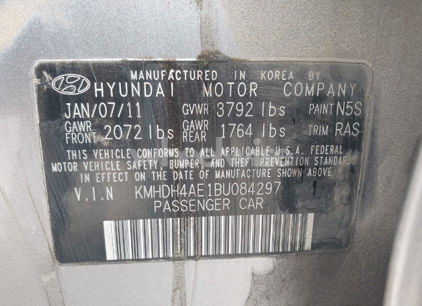 Photo 9 of 2011 Hyundai Elantra GLS (ULSAN PLANT) (VIN KMHDH4AE1BU084297)