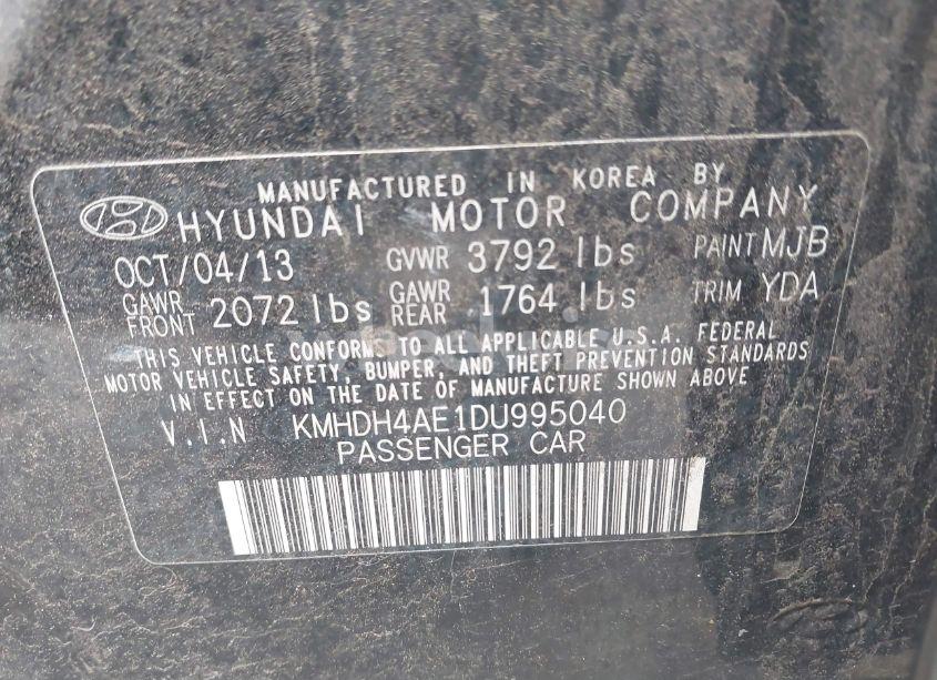 Photo 9 of 2013 Hyundai Elantra GLS (VIN KMHDH4AE1DU995040)