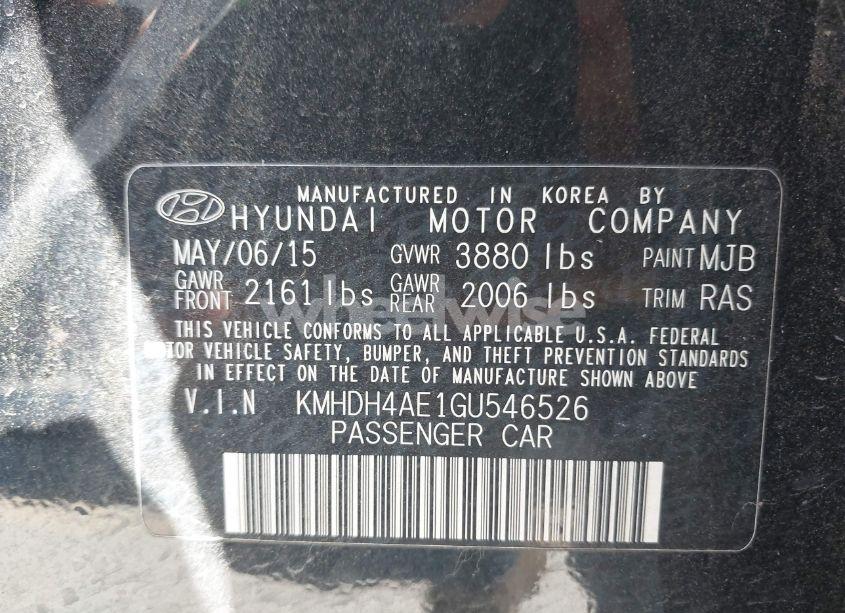 Photo 9 of 2016 Hyundai Elantra SE (VIN KMHDH4AE1GU546526)