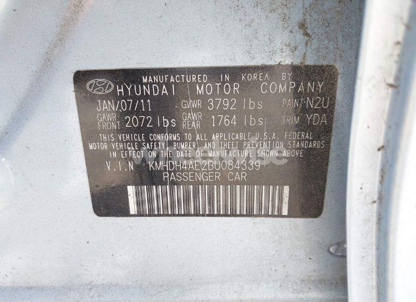 Photo 9 of 2011 Hyundai Elantra GLS (ULSAN PLANT) (VIN KMHDH4AE2BU084339)
