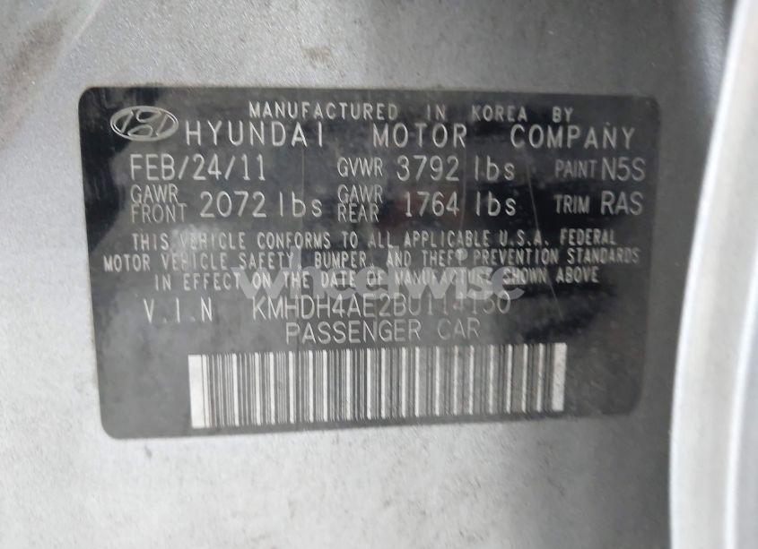 Photo 9 of 2011 Hyundai Elantra GLS (ULSAN PLANT) (VIN KMHDH4AE2BU114150)