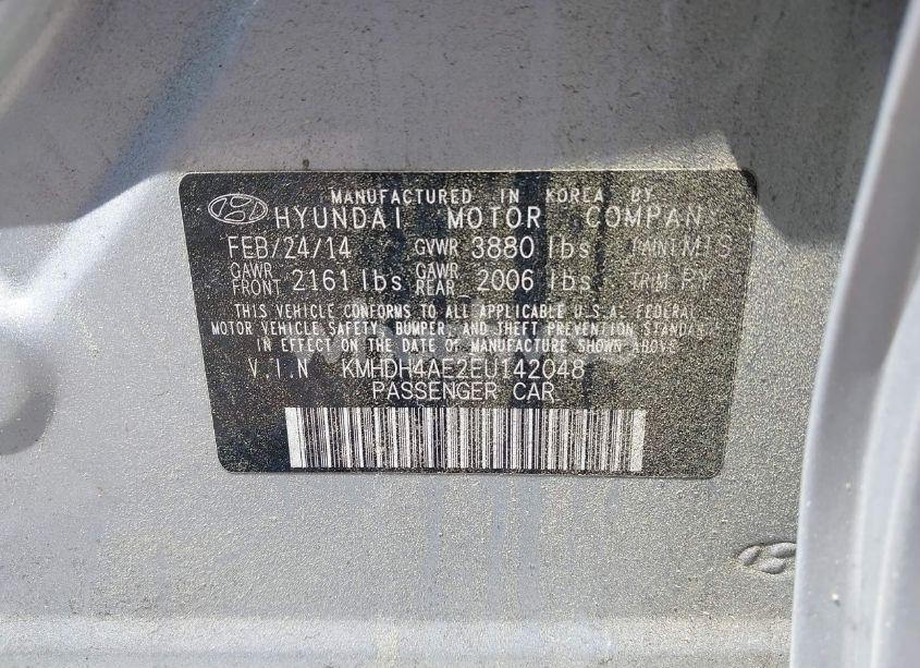 Photo 9 of 2014 Hyundai Elantra LIMITED (VIN KMHDH4AE2EU142048)