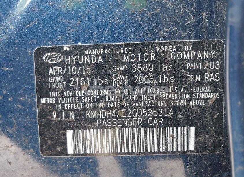 Photo 9 of 2016 Hyundai Elantra SE (VIN KMHDH4AE2GU525314)
