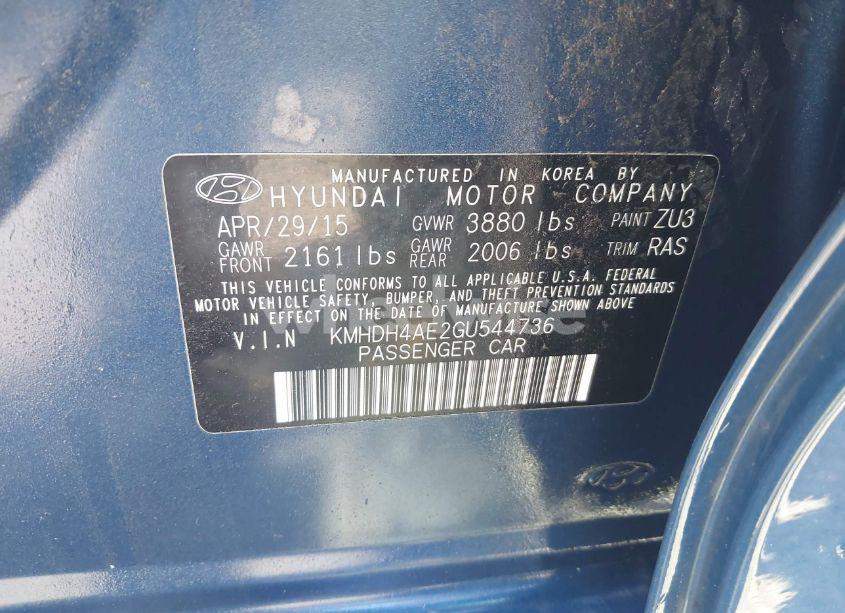 Photo 9 of 2016 Hyundai Elantra SE (VIN KMHDH4AE2GU544736)