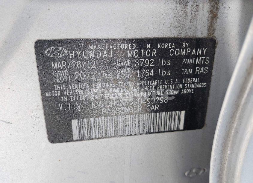 Photo 9 of 2013 Hyundai Elantra GLS (VIN KMHDH4AE3DU499298)