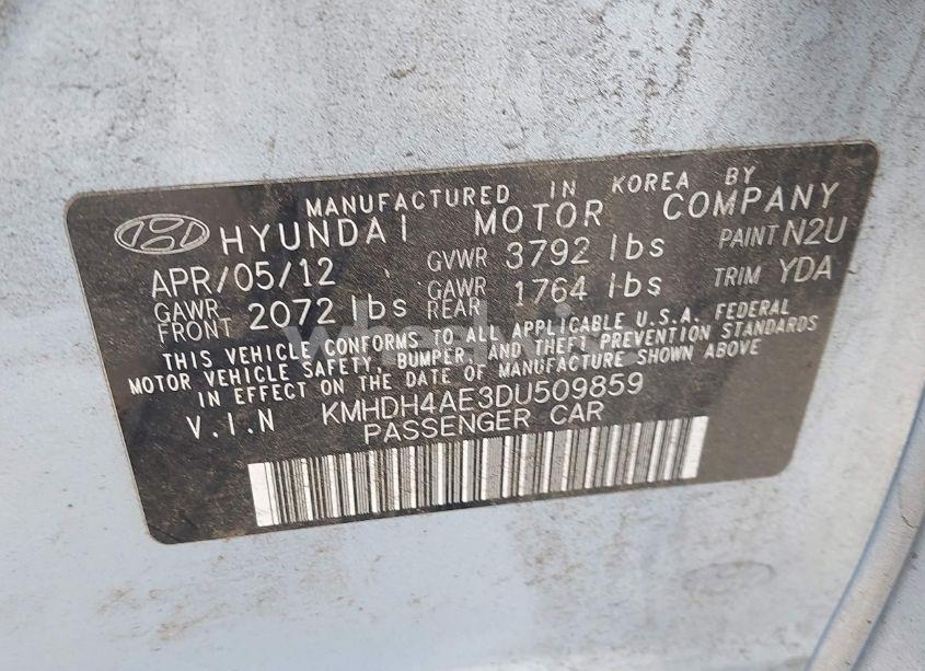 Photo 9 of 2013 Hyundai Elantra LIMITED (VIN KMHDH4AE3DU509859)