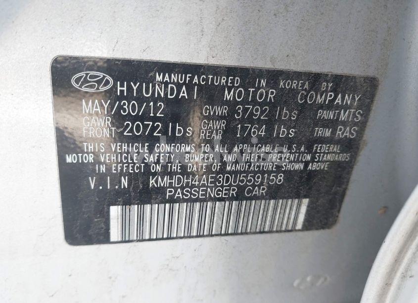 Photo 9 of 2013 Hyundai Elantra GLS (VIN KMHDH4AE3DU559158)