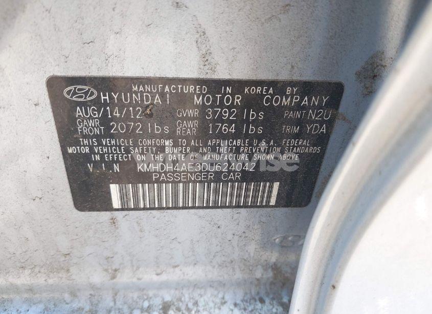 Photo 9 of 2013 Hyundai Elantra GLS (VIN KMHDH4AE3DU624042)