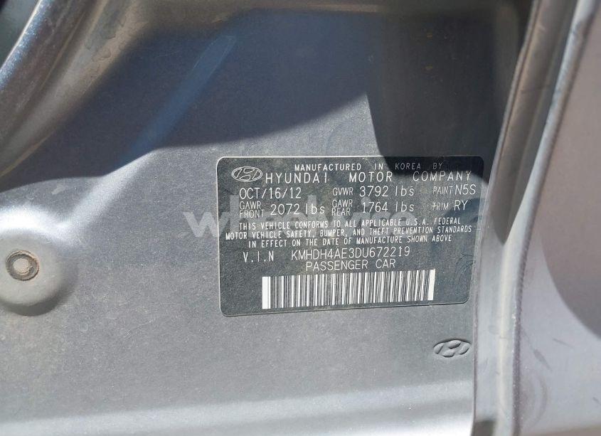 Photo 9 of 2013 Hyundai Elantra LIMITED (VIN KMHDH4AE3DU672219)