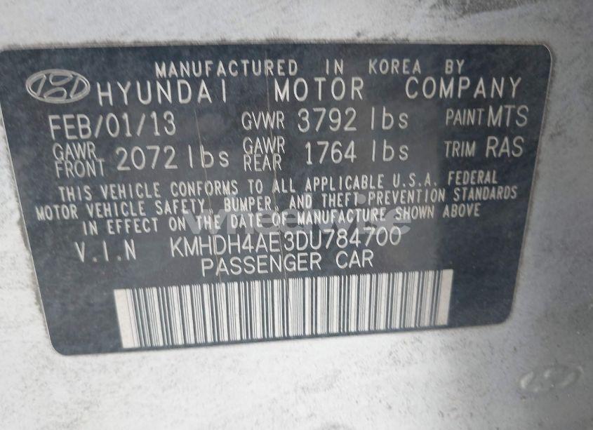 Photo 9 of 2013 Hyundai Elantra GLS (VIN KMHDH4AE3DU784700)