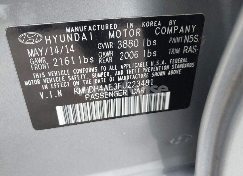 Photo 9 of 2015 Hyundai Elantra SE (VIN KMHDH4AE3FU223481)