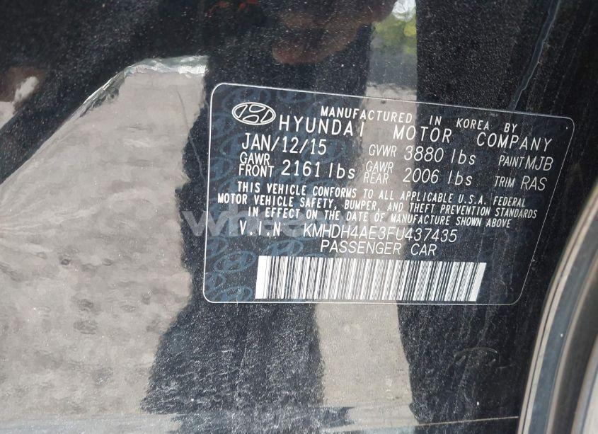 Photo 9 of 2015 Hyundai Elantra SE (VIN KMHDH4AE3FU437435)