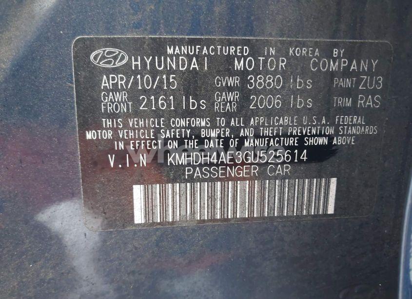Photo 9 of 2016 Hyundai Elantra SE (VIN KMHDH4AE3GU525614)