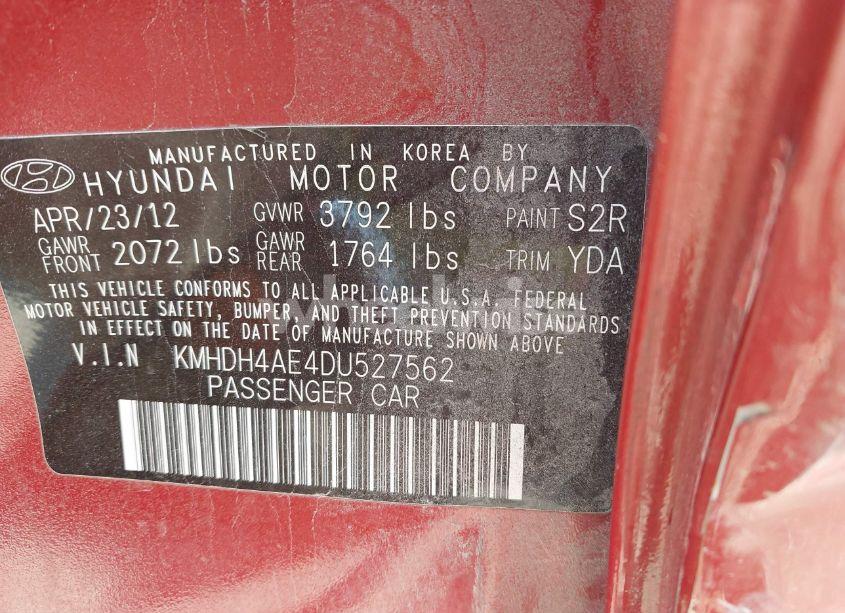 Photo 9 of 2013 Hyundai Elantra GLS (VIN KMHDH4AE4DU527562)