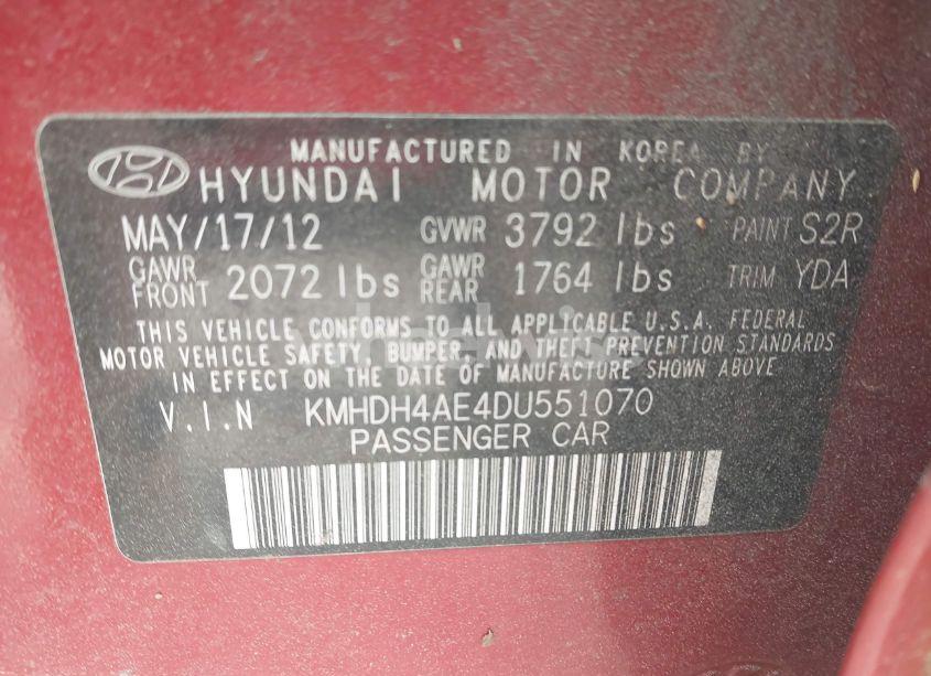 Photo 9 of 2013 Hyundai Elantra GLS (VIN KMHDH4AE4DU551070)