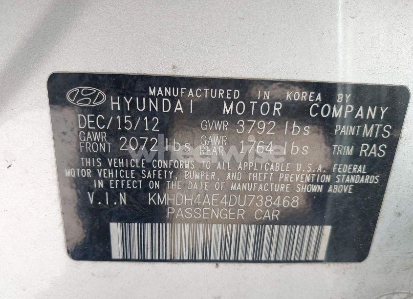 Photo 9 of 2013 Hyundai Elantra GLS (VIN KMHDH4AE4DU738468)