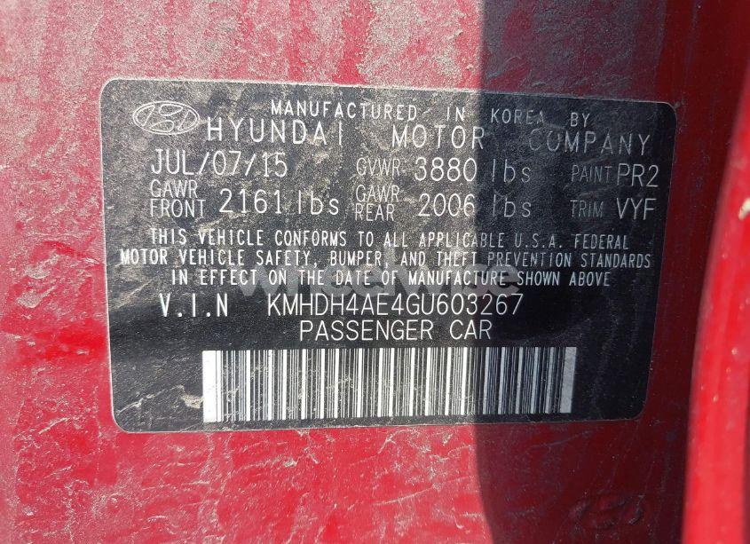 Photo 9 of 2016 Hyundai Elantra SE (VIN KMHDH4AE4GU603267)